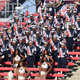 Members of the Howard Bison Showtime Marching Band wait to perform during a game against the UNLV Rebels on September 2, 2017.